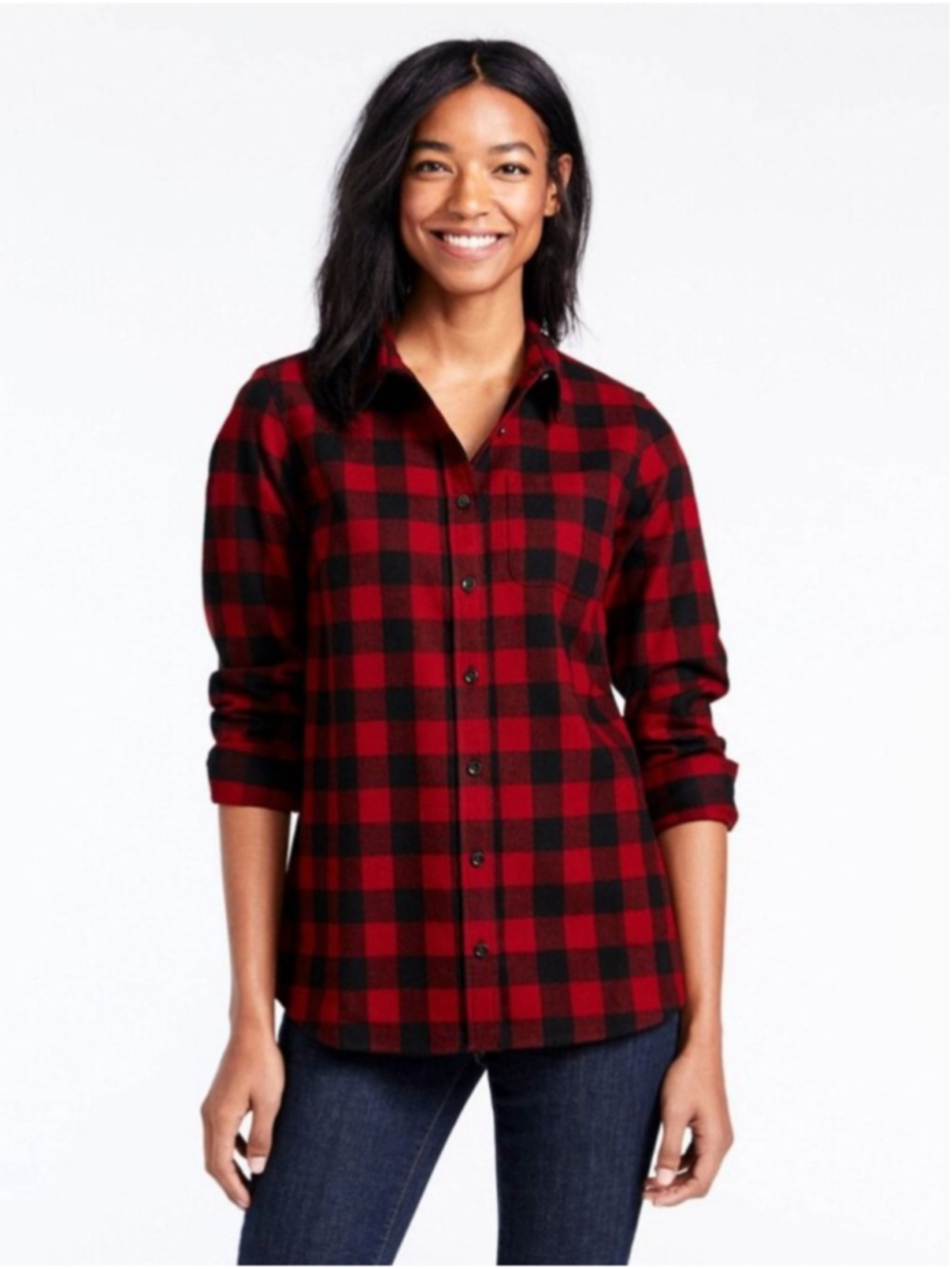 L.L.Bean Red & Black Buffalo Plaid Shirt - Slightly Fitted